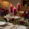 Velas cônicas de cor sólida, cor de amora, 22 x 240 mm, 12 unidades | Floristik24.pt