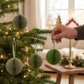 Enfeites de Natal, bolas de papel em formato de favo de mel, verdes e douradas, 7 cm, 4 peças, decoração | Floristik24.pt