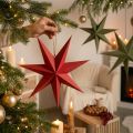 Estrela de Natal de papel com juta para decoração aconchegante. | Floristik24.pt