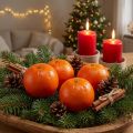 Conjunto de 4 laranjas artificiais realistas para decoração (Citrus reticulata) com 8 cm de diâmetro – Perfeitas para decorações de verão e Natal. | Floristik24.pt