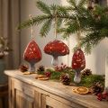 Enfeites encantadores em forma de cogumelo vermelho com cordão de juta, 3 cm – Decoração perfeita para o outono e o Natal – 6 peças | Floristik24.pt