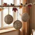 Bolas decorativas para pendurar, bolas de palha, cinza, Ø15cm, 3 peças | Floristik24.pt