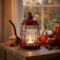 Porta-velas lanterna de vidro bule vermelho Ø15cm Alt.26cm | Floristik24.pt