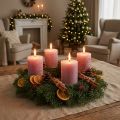 Elegantes velas de pilar em formato de rosa antiga, 70×80mm, conjunto de 4, para decoração de mesa, coroa do Advento e ambiente romântico. | Floristik24.pt