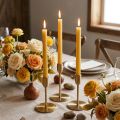 Velas cônicas de cor sólida, cor mel, 22×240mm, pacote com 12 unidades. | Floristik24.pt