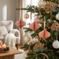 Enfeites de Natal de papel, rosa-damasco vintage, Ø8cm, conjunto de 4 | Floristik24.pt