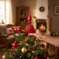 Chapéu de coco para árvore de natal vermelho Vidro para árvore de natal Alt.34cm 1 un. | Floristik24.pt