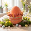 Ovo de Páscoa decoração ovo laranja damasco plástico flocado 20cm | Floristik24.pt