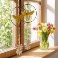 Bee deco anel decoração de janela de madeira de metal Ø12cm 44cm 4uds | Floristik24.pt