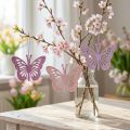 Cabide decorativo de borboletas decorativas roxo/rosa/rosa 12cm 12uds | Floristik24.pt
