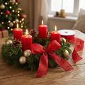 Fita de Natal vermelha com estrelas brilhantes fita 25mm 18m | Floristik24.pt