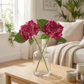 Folhas de flor de ramo rosa de hortênsias artificiais 43 cm 2 unidades | Floristik24.pt