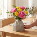 Vaso Decorativo Cerâmica Cinza Decoração Moderna Cerâmica 22×9×22,5cm | Floristik24.pt