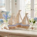 Suporte para decoração de veleiro madeira natural azul claro 25,5×16,5cm 3 un | Floristik24.pt