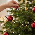 Estrelas grandes pretas com glitter para pendurar, Ø24cm, decoração de Natal e festas, conjunto de 6 | Floristik24.pt