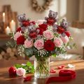 Plugue decorativo urso com coração, dia dos namorados, plugue de flor glitter 9 peças | Floristik24.pt