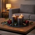 Conjunto de 4 velas de pilar em antracite sólido, 70×120mm - Velas de cera elegantes para decoração e criação de ambiente. | Floristik24.pt