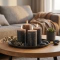 Velas de cor sólida velas pilar antracite 60×80mm 4 unidades | Floristik24.pt