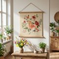 Decoração de parede floral, tapete de bambu com cordão de juta, 44 cm de altura x 42 cm de largura, ideal para sala de estar. | Floristik24.pt