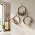 Conjunto de 3 anéis decorativos de juta em estilo escandinavo, com Ø30cm de diâmetro, ideais para pendurar, como guirlanda de parede ou de porta. | Floristik24.pt