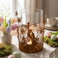 Lanterna com coelhos, decoração primaveril, decoração metálica com flores, pátina de Páscoa Ø11,5cm A18cm | Floristik24.pt