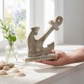 Âncora de madeira, âncora decorativa, shabby chic, branca, natural, 22 cm | Floristik24.pt