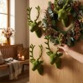 Cabeça de veado decorativa flocada verde musgo 10 cm x 20 cm 3 unidades | Floristik24.pt