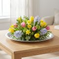 Placa decorativa metal prata brilhante Ø36cm Alt.3cm | Floristik24.pt