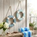 Boia salva-vidas decorativa de madeira Boia de natação marítima Azul 17cm 2 peças | Floristik24.pt