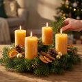 Velas do Advento, amarelas rústicas, 70/110mm, 4 unidades - velas cilíndricas de cor sólida para decorações natalinas aconchegantes. | Floristik24.pt