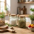 Copo decorativo com tampa de cortiça e colher, verde, Ø7cm, A10cm, 2 peças | Floristik24.pt
