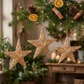 Conjunto de 3 estrelas decorativas de rattan para pendurar, 19 cm, para decoração de Natal. | Floristik24.pt