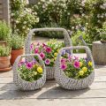Cesto de vime com alça, cinza lavado, A43/34/27cm, conjunto de 3 | Floristik24.pt