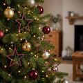 Estrelas de Natal com glitter na cor framboesa, conjunto de 40 unidades, 7,5 cm - Enfeites festivos para árvore de Natal e janela. | Floristik24.pt