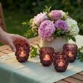 Porta-velas de vidro decorativo com formato de frutas vermelhas, Ø9cm, A9,5cm, conjunto com 4 peças. | Floristik24.pt