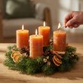 Velas de pilar, laranja escuro, cor sólida, design pôr do sol, 60x100mm, 4 peças, estilo rústico, verão, outono, Advento | Floristik24.pt