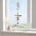 Guirlanda de Decoração Marítima Conchas de Madeira de Deriva Cavalo Marinho Branco 55cm | Floristik24.pt