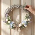 Guirlanda decorativa, pintada de branco, guirlanda para porta, estilo shabby chic, Ø42cm, galhos naturais, estilo campestre | Floristik24.pt