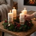 Conjunto de 4 velas de Natal em formato de pilar, brancas e douradas, 60x130 mm - Decoração festiva, cera natural pura | Floristik24.pt