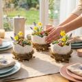 Ninho de Páscoa em formato de ovo para decoração de primavera, 11 cm, conjunto com 4 peças | Floristik24.pt