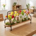 Bandeja oval de madeira, alongada, decorativa, com alça, 49×18×26cm | Floristik24.pt
