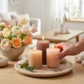 Conjunto de 12 velas cilíndricas marrons, 70x80mm, tingidas por completo - Perfeitas para decoração, bem-estar e celebrações. | Floristik24.pt