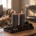 Elegantes velas de pilar em antracite 85x200mm - Design rústico, longa duração, conjunto de 2 para decoração com estilo. | Floristik24.pt