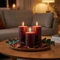 Conjunto de 4 velas cilíndricas cor Borgonha, cor sólida, 70x120mm - Velas decorativas para criar um ambiente acolhedor e promover o bem-estar em casa. | Floristik24.pt