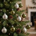 Mini bolas de Natal em vidro verde prata 4 cm 24 peças | Floristik24.pt
