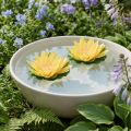 Nenúfar flutuante artificial decoração de verão amarelo Ø15cm 2 peças | Floristik24.pt