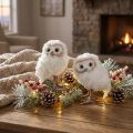 Decoração de inverno, estatuetas decorativas de coruja para mesa, brancas, 15 cm, 2 peças | Floristik24.pt
