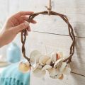 Anel decorativo marítimo com caracóis marinhos e conchas - branco natural, Ø 25 cm - perfeito para decoração de inspiração costeira | Floristik24.pt