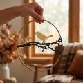Decoração de janela em forma de pássaro, em metal, Ø22,5cm, enfeite de outono para pendurar, elegante decoração de parede. | Floristik24.pt