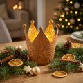 Suporte de luz de chá coroa decoração de metal com aparência de ouro ferrugem H11cm | Floristik24.pt